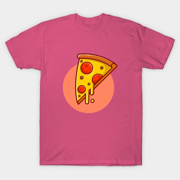 Pizza Melted Cartoon Vector Icon Illustration T-Shirt by Catalyst Labs